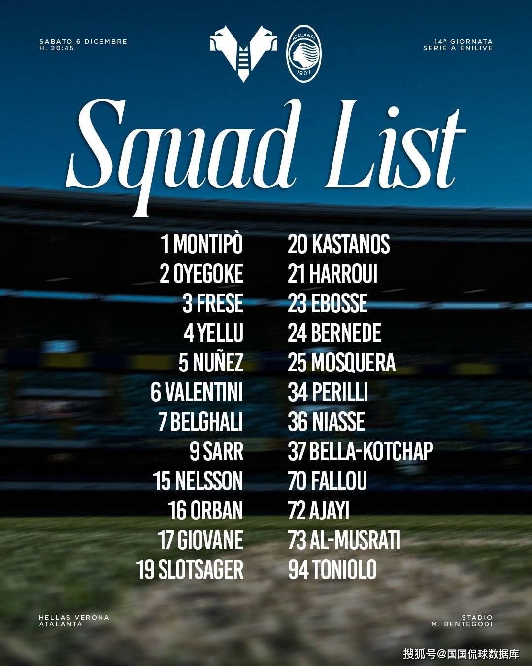 意甲前瞻比分预测:维罗纳VS亚特兰大,里尔,门兴全部拿下!